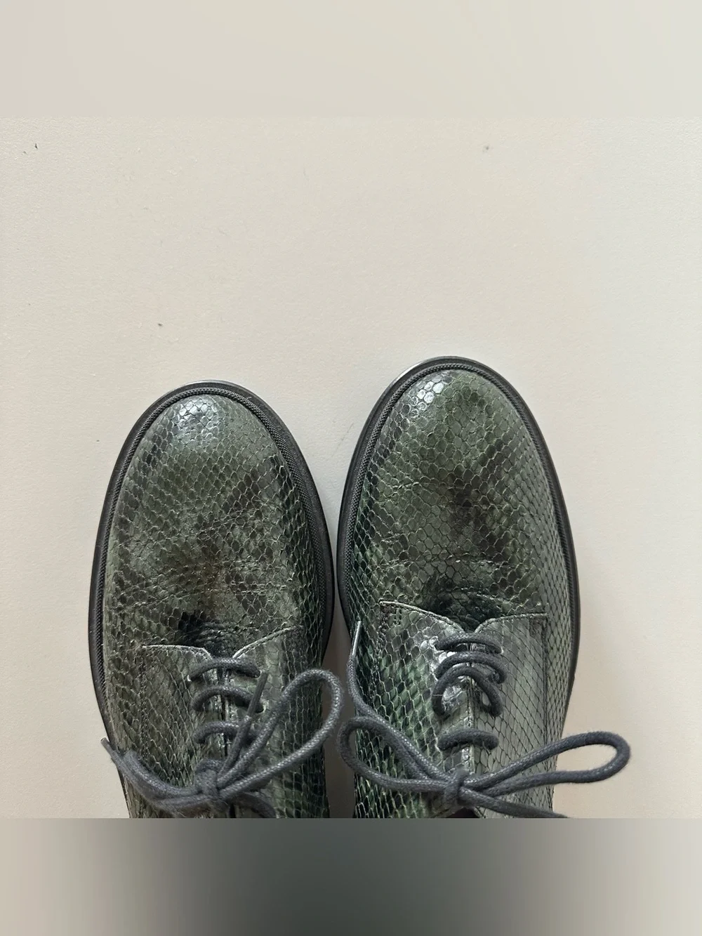 Dries Van Noten Green Snakeskin Python Derby Lug Sole Shoes 39 US 9 Avant Garde